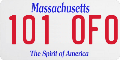 MA license plate 101OF0