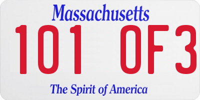 MA license plate 101OF3