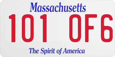 MA license plate 101OF6