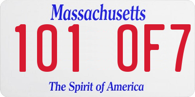 MA license plate 101OF7