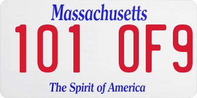 MA license plate 101OF9