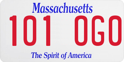 MA license plate 101OG0