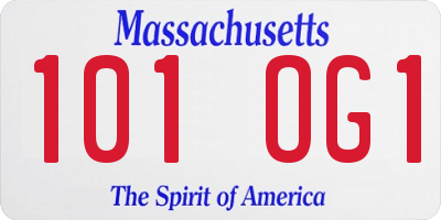 MA license plate 101OG1