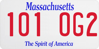 MA license plate 101OG2