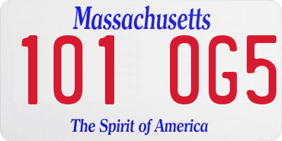 MA license plate 101OG5