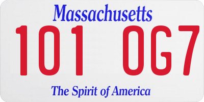 MA license plate 101OG7