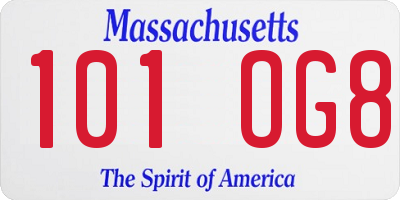 MA license plate 101OG8