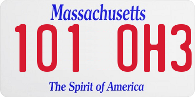 MA license plate 101OH3