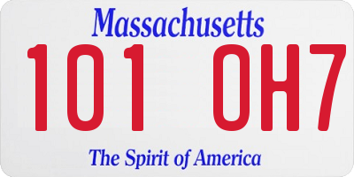 MA license plate 101OH7