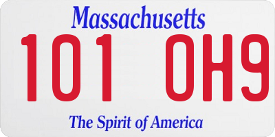 MA license plate 101OH9