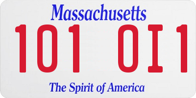 MA license plate 101OI1