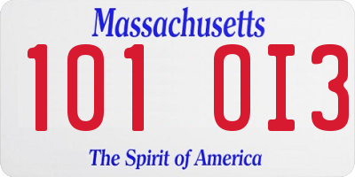 MA license plate 101OI3