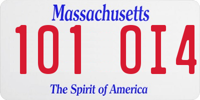 MA license plate 101OI4