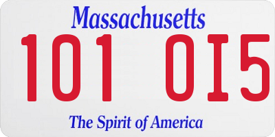 MA license plate 101OI5