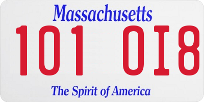 MA license plate 101OI8