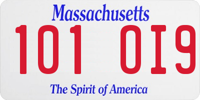 MA license plate 101OI9