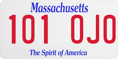 MA license plate 101OJ0