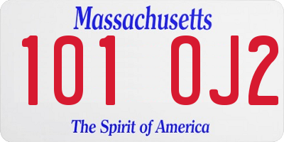 MA license plate 101OJ2