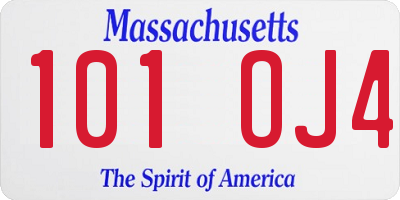 MA license plate 101OJ4