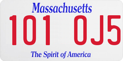 MA license plate 101OJ5