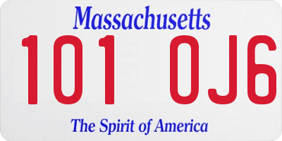 MA license plate 101OJ6