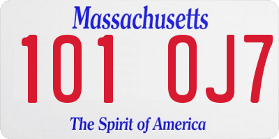 MA license plate 101OJ7