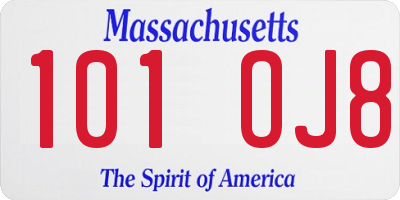 MA license plate 101OJ8