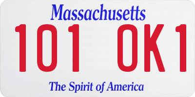 MA license plate 101OK1