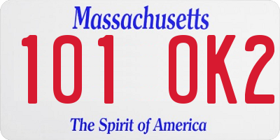 MA license plate 101OK2