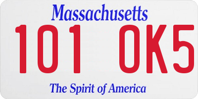 MA license plate 101OK5