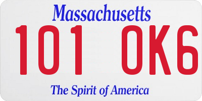 MA license plate 101OK6