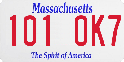 MA license plate 101OK7