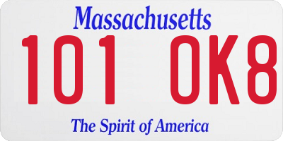 MA license plate 101OK8