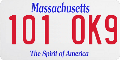 MA license plate 101OK9