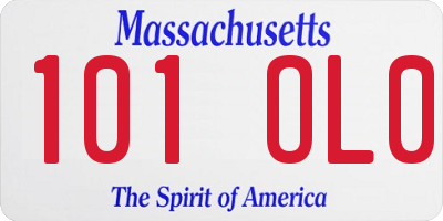 MA license plate 101OL0