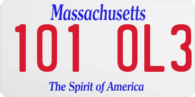 MA license plate 101OL3