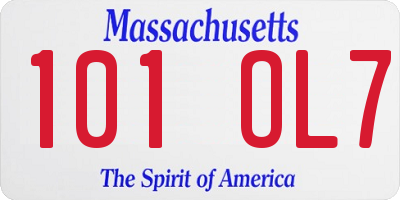 MA license plate 101OL7