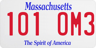 MA license plate 101OM3