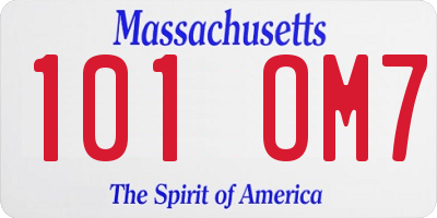 MA license plate 101OM7