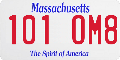 MA license plate 101OM8