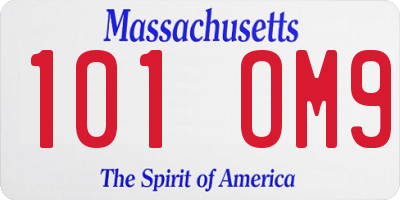 MA license plate 101OM9