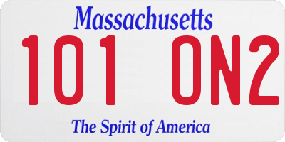 MA license plate 101ON2