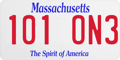 MA license plate 101ON3