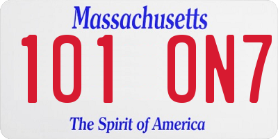 MA license plate 101ON7