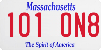 MA license plate 101ON8