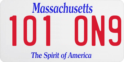 MA license plate 101ON9