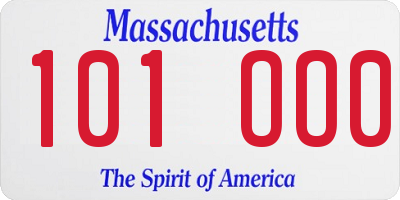 MA license plate 101OO0