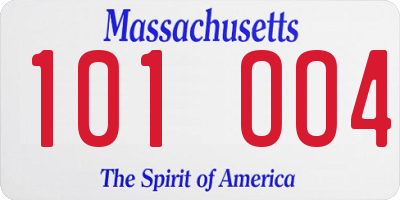 MA license plate 101OO4