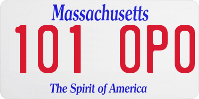 MA license plate 101OP0