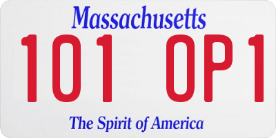 MA license plate 101OP1